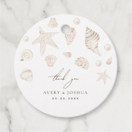 Seashells and Pearls Coastal Wedding Vielen Dank Geschenkanhänger