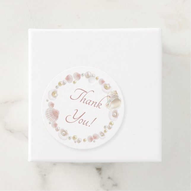 Seashells and Pearls Quinceanera Gastgeschenk Geschenkanhänger (Beispiel)