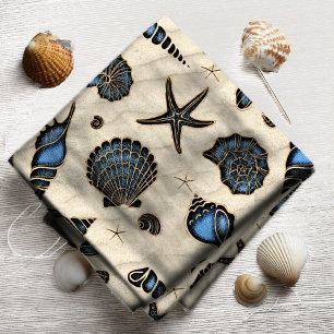 Seashells and Sand Blue ID782 Stoff