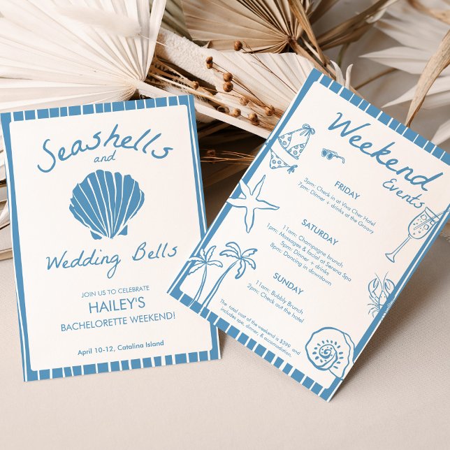 Seashells and Wedding Bachelorette Einladung (Seashells and Wedding Bells Bachelorette Invitation)