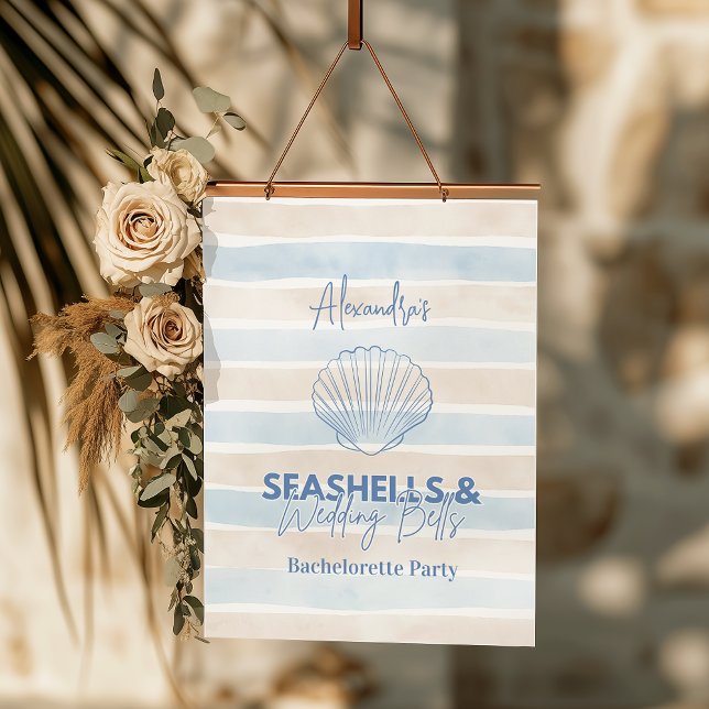 Seashells and Wedding Bachelorette Wandteppich Mit Holzrahmen (Von Creator hochgeladen)