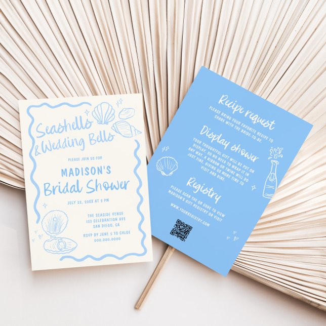 Seashells and Wedding Bells Brautparty Einladung (Von Creator hochgeladen)