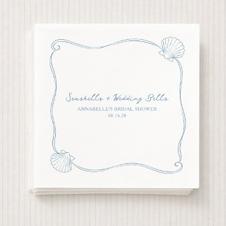 Seashells and Wedding Bells Coastal Bridal Shower Serviette