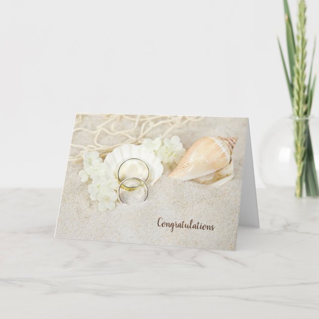 Seashells and Wedding Rings Card Karte (Vorderseite)
