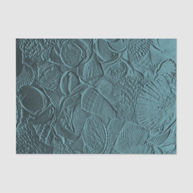 Seashells Aquamarin Ocean Beach Metallic Decoupage Seidenpapier (Vorderseite)