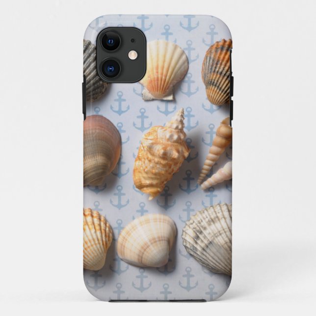Seashells auf Anker-Hintergrund Case-Mate iPhone Hülle (Rückseite)
