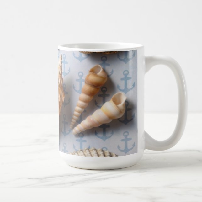 Seashells auf Anker-Hintergrund Kaffeetasse (Rechts)