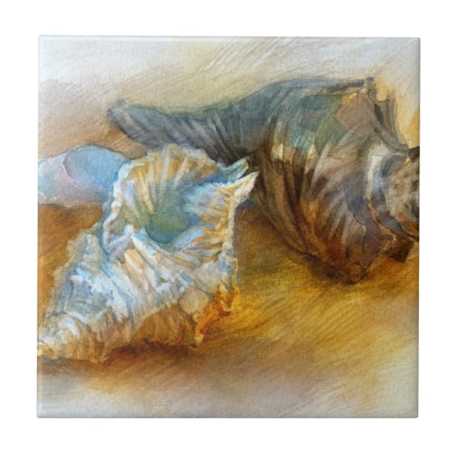 Seashells auf dem Strand Fliese (Vorderseite)
