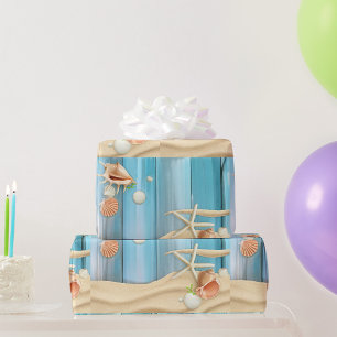 Seashells auf Sand Geschenkpapier