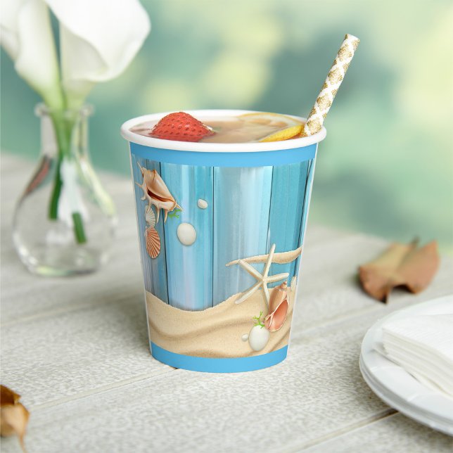 Seashells auf Sand Pappbecher (Von Creator hochgeladen)