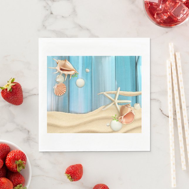 Seashells auf Sand Serviette (Von Creator hochgeladen)