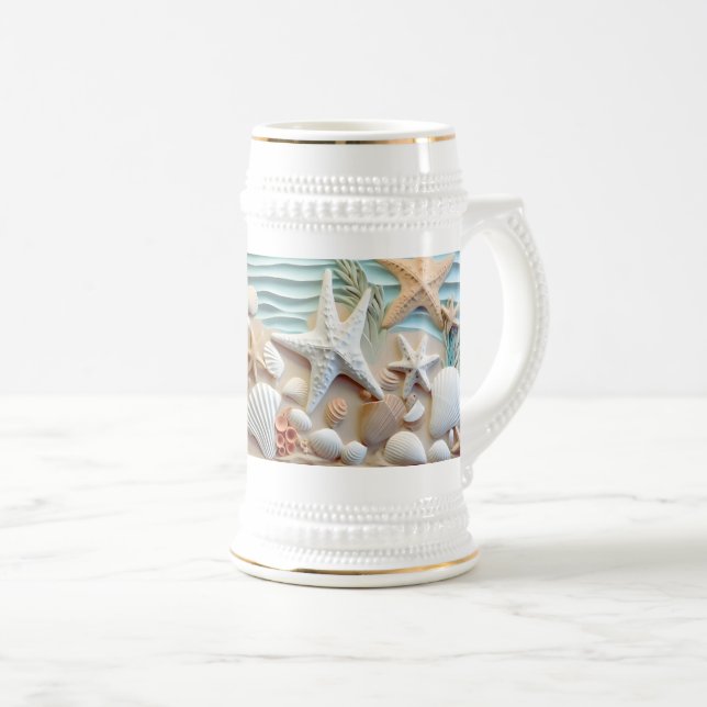 Seashells Beach 3D Tasse - Sippen Sie auf die Meer (VorderseiteRechts)