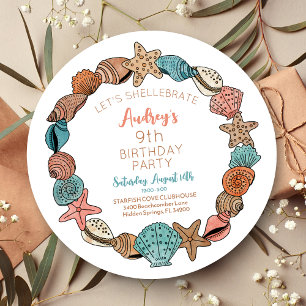 Seashells Beach Birthday Party Einladung