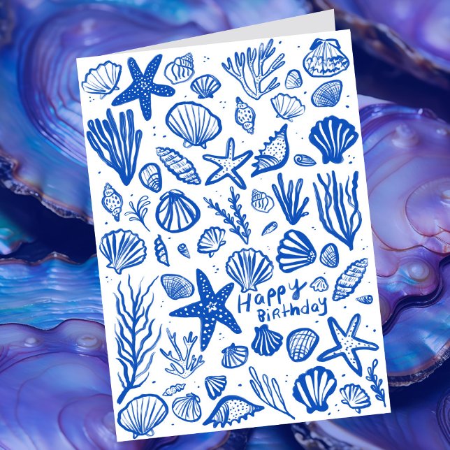 Seashells Beach Muscheln Ocean Happy Birthday Karte (Seashells Beach Shells Ocean Happy Birthday Card
)