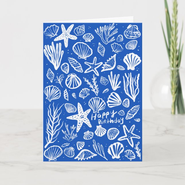 Seashells Beach Muscheln Ocean Happy Birthday Karte (Vorderseite)