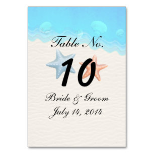 Seashells Beach Wedding Table Card Tischnummer