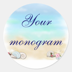Seashells Beach Wedding Theme Umschlag Aufklebers Runder Aufkleber