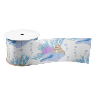 Seashells Blue Water Bubbles Marine Sea Snail Satinband