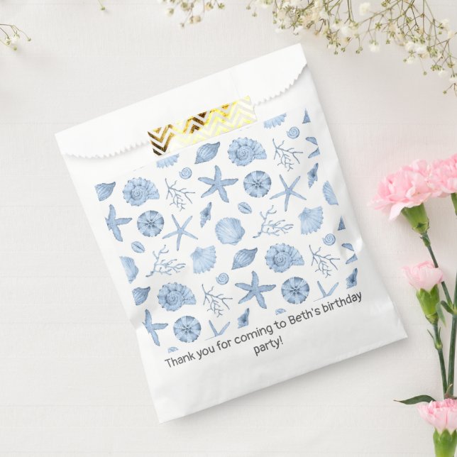 Seashells Blue Watercolor Seashore Party Geschenktütchen (Versiegelt)