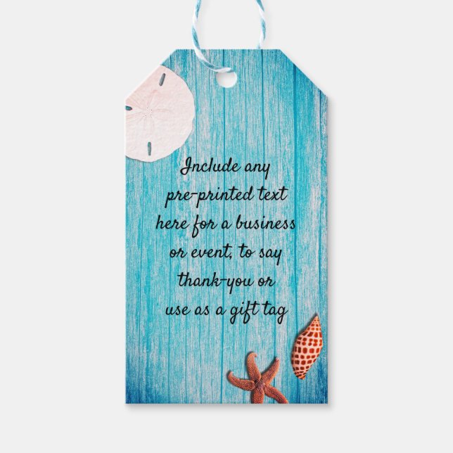 Seashells Blue Wood Business Geschenkanhänger (Vorderseite)
