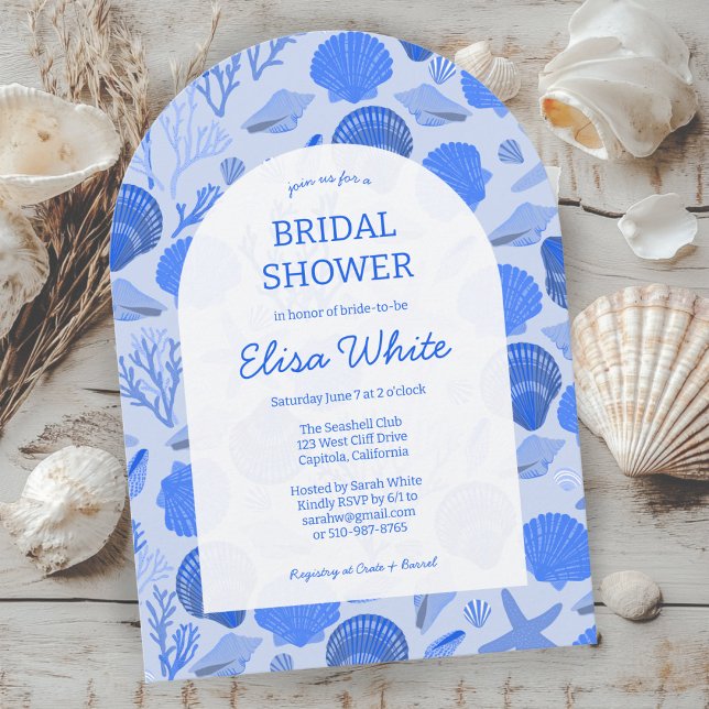 Seashells Brautparty Elegante Beach CUSTOM Arch Einladung (Seashells Bridal Shower Elegant Beach CUSTOM Arch Invitation
)