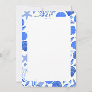 Seashells Brautparty Elegante Blue Beach CUSTOM Dankeskarte