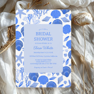 Seashells Brautparty Elegante Blue Beach CUSTOM Einladung