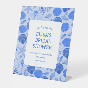Seashells Brautparty Elegante Blue Beach CUSTOM Sockelschild