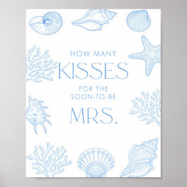 Seashells Bridal Shower How Many Kisses Poster