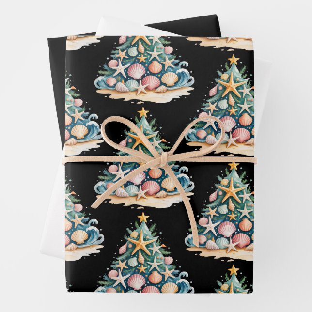 SeaShells Christmas Tree Ocean Water Starfish Geschenkpapier Set (Beispiel)