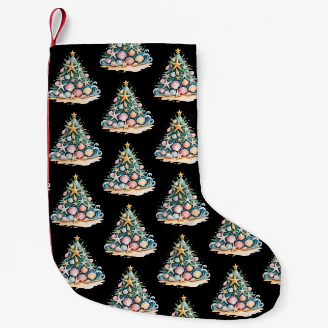SeaShells Christmas Tree Ocean Water Starfish Kleiner Weihnachtsstrumpf (Vorderseite)