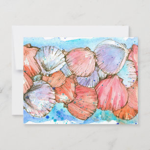 Seashells Clam Muschel Ocean Beach Spatter Postkarte