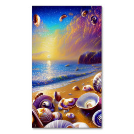 Seashells Clams Crabs Beach Landschaft Galaxy Magnetische Visitenkarte