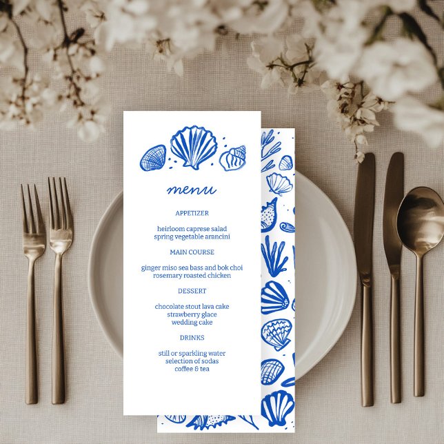 Seashells Frame Beach Wedding CUSTOM Party Menükarte (Seashells Frame Beach Wedding CUSTOM Party Menu
)