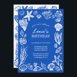 Seashells Frame Birthday Party Blue Beach CUSTOM Einladung<br><div class="desc">Perfect cute card for a fun birthday invitation! Hand made art for you! Perfect for a seaside bridal shower, bachelorette party, engagement party, or birthday. FULLY CUSTOMIZABLE! Click on “Personalize” above to edit the text. Click "edit using design tool" to adjust the fonts, colors and placements and to delete the...</div>
