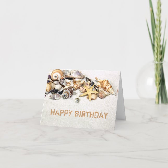 Seashells Happy Birthday Card Karte (Vorderseite)