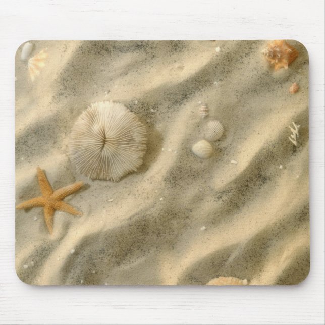 Seashells im Sand Mousepad (Vorne)