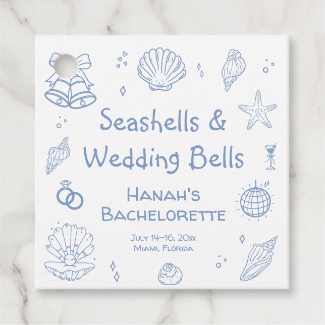 Seashells Junggeselinnen-Abschied Geschenkanhänger (Vorderseite)