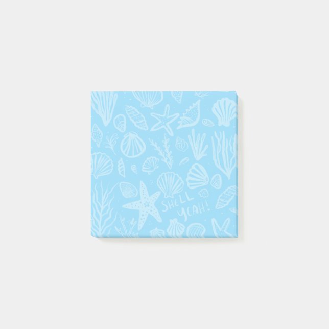 Seashells Light Blue Beach MUSCHEL YEAH Post-it Klebezettel (Vorderseite)