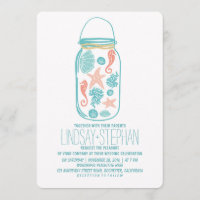 Seashells Masson Jar Strand Hochzeitseinladungen