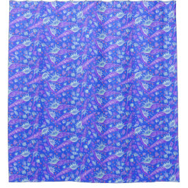 Seashells Muscheln Nautical Pattern Blau Duschvorhang