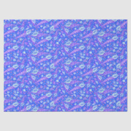 Seashells Muscheln Nautical Pattern Blau Seidenpapier