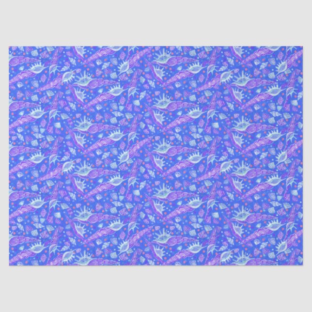 Seashells Muscheln Nautical Pattern Blau Seidenpapier (Vorderseite)