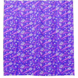 Seashells Muscheln Nautisches Muster Ultramarine Duschvorhang