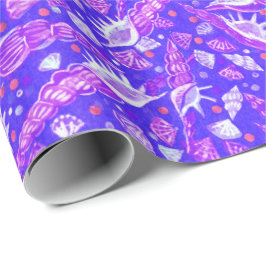 Seashells Muscheln Nautisches Muster Ultramarine Geschenkpapier