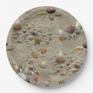 Seashells Nestled in Beach Sand Pappteller