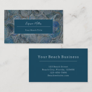 Seashells Ocean Beach Blue Metallic Modern Visitenkarte