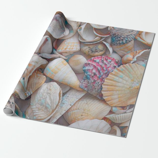 Seashells Ocean Beach Mosaik Art Decoupage Geschenkpapier (Ungerollt)