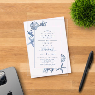 Seashells Ocean Beach Wedding Acryleinladungen