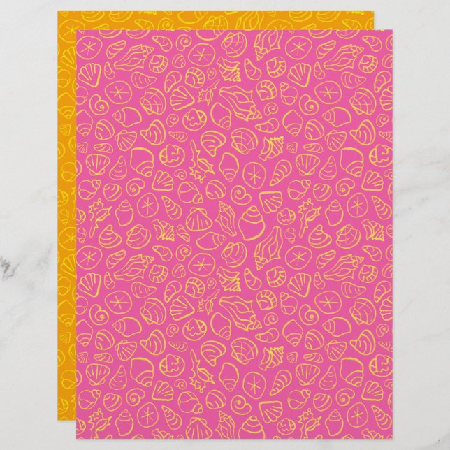 Seashells Pink Scrapbook Paper